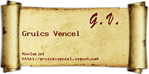 Gruics Vencel névjegykártya